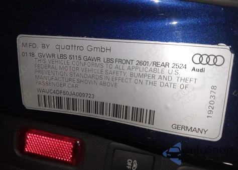 2018 Audi S5 3.0T Premium Plus из США, поврежденный, VIN WAUC4DF50JA009723